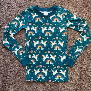 Hanna Andersson Pajama PJ Shirt Top Unicorn Rainbows Fantasy Long Sleeve Size 8